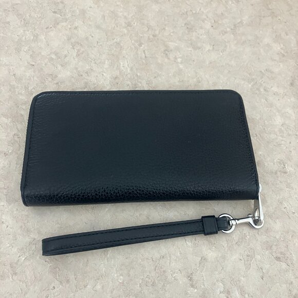 Coach Black Pebbled Leather Long Zip Around Wallet Wristlet - Picture 2 of 3